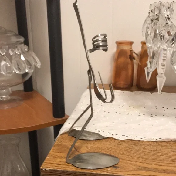 Fork n spoon art form /person done w stainless steel spoons/forks. 12” high - Picture 5 of 8